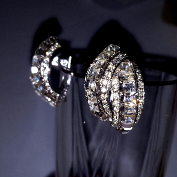 COPY NINA RICCI EARRINGS DIAMOND BAGUETTE - Picture 2 of 6